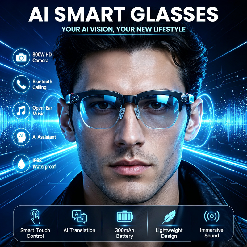 Audio Music Image - W630 Smart-Brille mit 800W HD-Kamera für