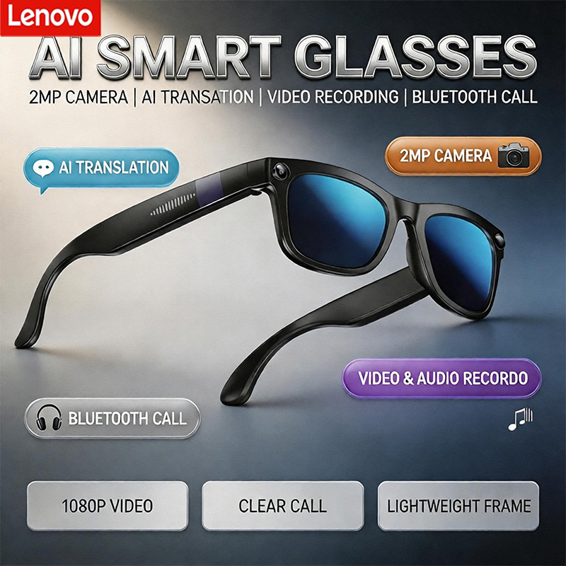 Audio Music Voice - Lenovo AI Bluetooth Smart-Brille mit 2MP-Kamera,