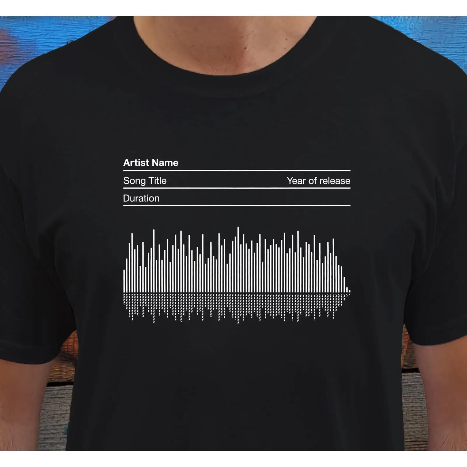 Audio Music Songs - Personalisiertes Soundwave-T-Shirt, handdesigntes Song-Audio-Art-Kunstwerk, individuelle Musik,
