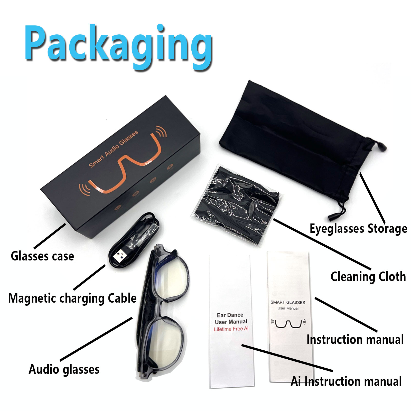Audio Music Voice - Smarte Audio-Brille, Echtzeit-Übersetzung über App, photochrome